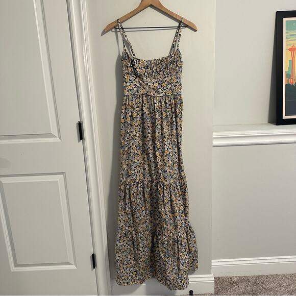 Fame and Partners Blue Yellow Floral Cotton Maxi Dress 2 - Picture 11 of 14